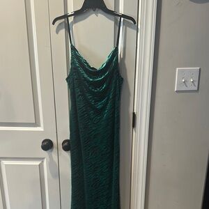 Chic Teal and Black Maxi Dress with Spaghetti Straps